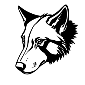 InkWorld blackwork style card: wolf head